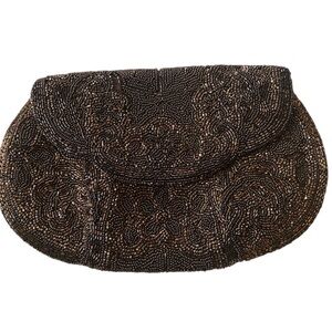 Vintage Jordon Marsh Company Boston brown & bronze clutch made in France